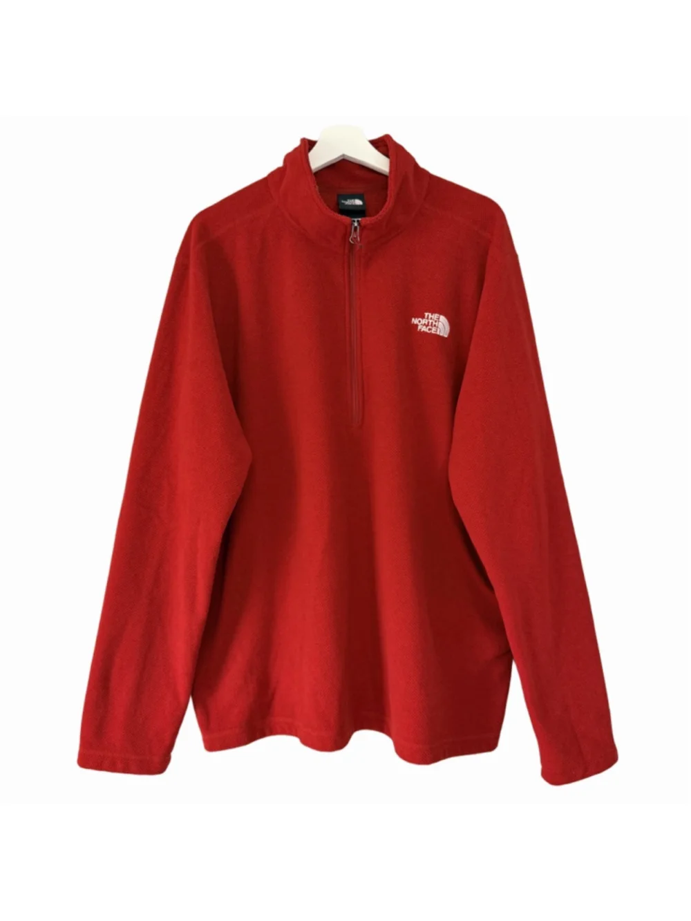 The North Face Red Textured Fleece Quarter Zip Pullover Men's XXL